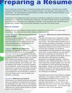 Preparing a Résumé