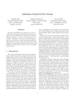 Admission Control in Peer Groups