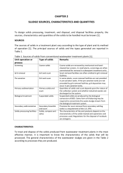 CHAPTER 2 SLUDGE SOURCES, CHARACTERISTICS AND