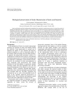 Biological preservation of foods–Bacteriocins of lactic acid bacteria