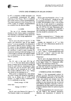 UNITS AND SYMBOLS IN SOLAR ENERGY