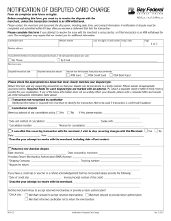 Notification of Disputed Card Charge