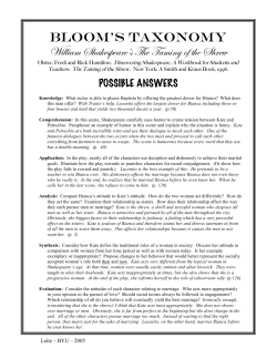 Bloom`s taxonomy William Shakespeare`s The Taming of
