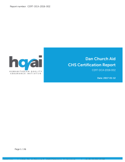 Dan Church Aid CHS Certification Report