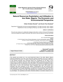Natural Resources Exploitation and Utilization in Imo State, Nigeria