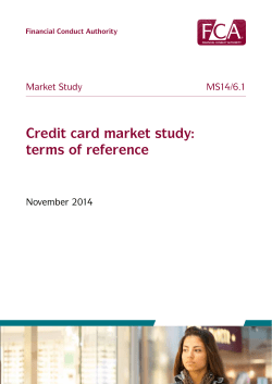 Credit card market study terms of reference
