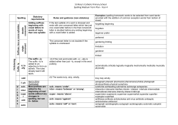 St Mary`s Catholic Primary School Spelling Medium Term Plan