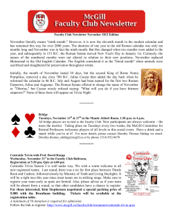 Faculty Club Newsletter November 2012 Edition