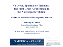 No Lords, Spiritual or Temporal: The First Great Awakening and the