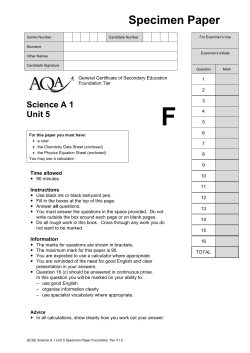GCSE Science A Specimen Question Paper Foundation