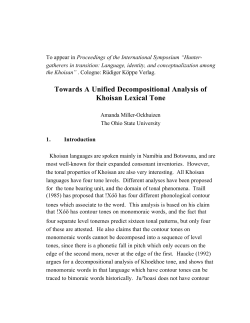 Towards A Unified Decompositional Analysis of Khoisan Lexical Tone