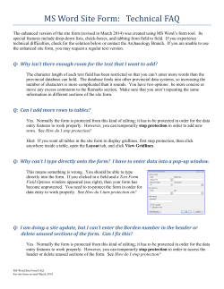 MS Word Site Form: Technical FAQ
