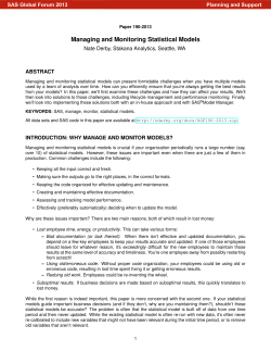 Managing and Monitoring Statistical Models