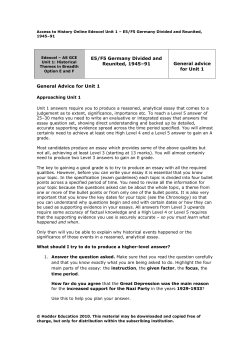 E5/F5 Germany Divided and Reunited, 1945&ndash;91 General advice for