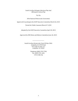 1 South Carolina Delegate Selection Plan And Affirmative Action