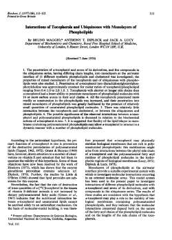 Iiteractions of Tocophaerols and Ubiquinoneswith Monolayers of
