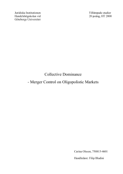 Collective Dominance - Merger Control on