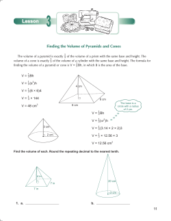 Finding the Volume of Pyramids and Cones