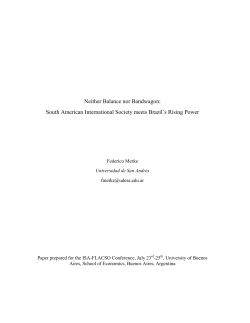 Neither Balance nor Bandwagon - International Studies Association