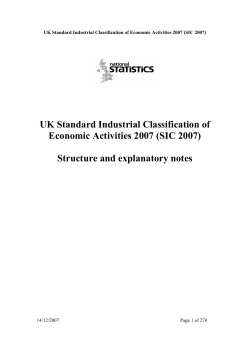 UK Standard Industrial Classification of Economic Activities 2007