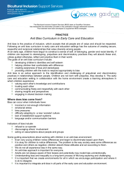 Anti Bias Curriculum in Early Care and Education