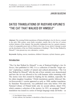 dated translations of rudyard kipling`s &ldquo;the Cat that walked By hiMself&rdquo;