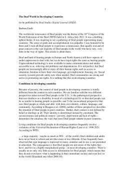 1 The Deaf World in Developing Countries (to be published by Deaf