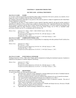 NC Radiation Protection Rules Effective February 2015