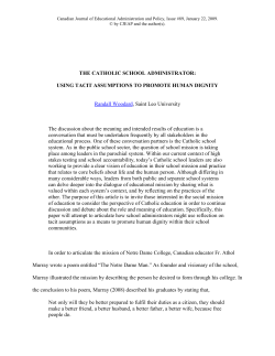 The Catholic School Administrator: Using Tacit Assumptions to