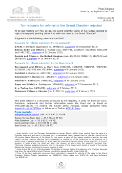 Ten requests for referral to the Grand Chamber rejected