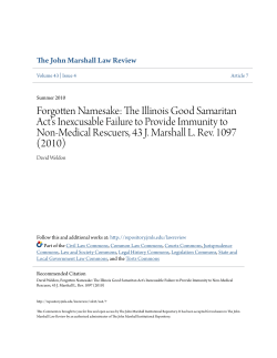Forgotten Namesake: The Illinois Good Samaritan Act`s Inexcusable