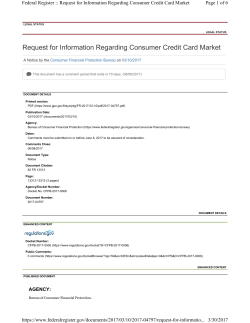 Request for Information: Consumer Credit Card