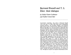 Bertrand Russell and TS Eliot: their dialogue by Gladys Garner