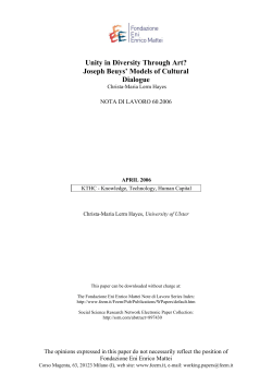 Unity in Diversity Through Art? Joseph Beuys` Models of Cultural