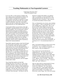 Teaching Mathematics to Non-sequential Learners - Visual
