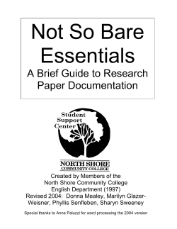 NOT SO BARE ESSENTIALS - North Shore Community College