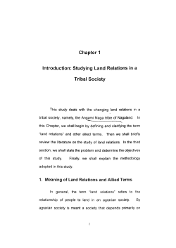Chapter 1 Introduction: Studying Land Relations in a Tribal Society