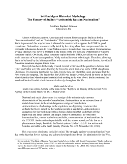 Self-Indulgent Historical Mythology: The Fantasy of Stalin`s