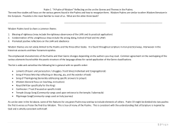 Psalm 1 &ldquo;A Psalm of Wisdom&rdquo; Reflecting on the on the Genres and