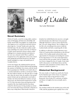 Winds of L`Acadie - Teachers guide