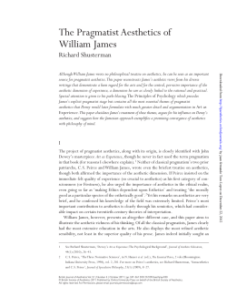 The Pragmatist Aesthetics of William James