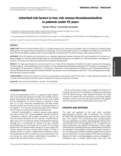 Inherited risk factors in low-risk venous thromboembolism in patients