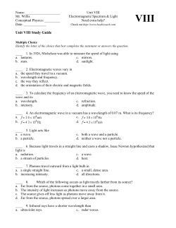 Unit VIII Electromagnetic Waves