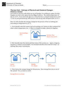 Thermo Unit &ndash; Entropy of Physical and Chemical Changes