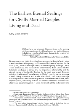 The Earliest Eternal Sealings for Civilly Married Couples Living and