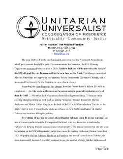 Harriet Tubman - Unitarian Universalist Congregation of Frederick