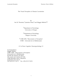 The Visual Perception of Human Locomotion by Ian M. Thornton,1