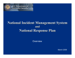 National Incident Management System National Response Plan
