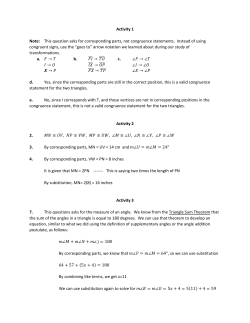 Activity 1 Note: This question asks for corresponding parts, not