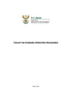 TOOLKIT ON STANDARD OPERATING PROCEDURES march 2013
